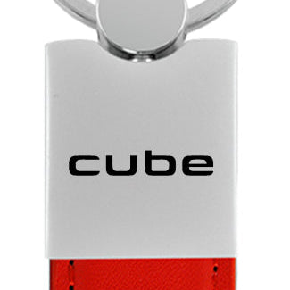 Nissan Cube Duo Leather / Chrome Key Fob - Red