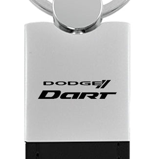 Dodge Dart Duo Leather / Chrome Key Fob - Black