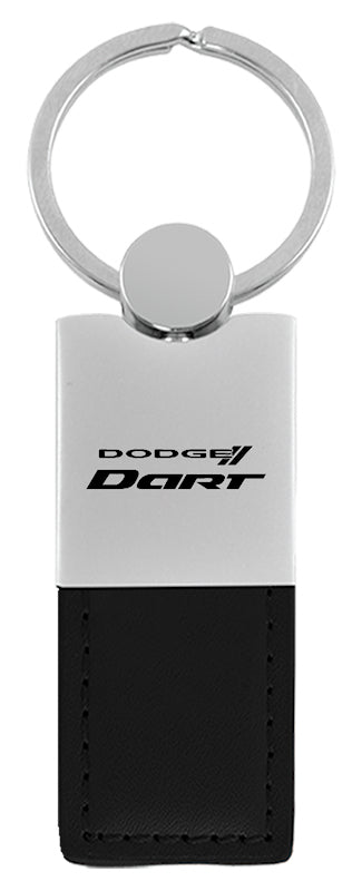 Dodge Dart Duo Leather / Chrome Key Fob - Black