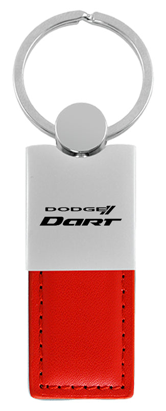 Dodge Dart Duo Leather / Chrome Key Fob - Red