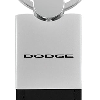 Dodge Duo Leather / Chrome Key Fob - Black