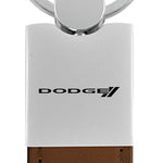 Dodge Stripe Duo Leather / Chrome Key Fob - Brown