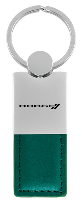 Dodge Stripe Duo Leather / Chrome Key Fob - Green