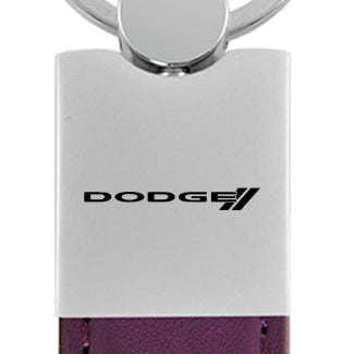 Dodge Stripe Duo Leather / Chrome Key Fob - Purple