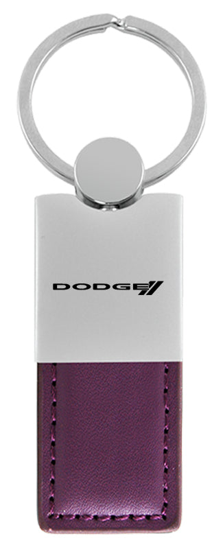 Dodge Stripe Duo Leather / Chrome Key Fob - Purple