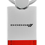 Dodge Stripe Duo Leather / Chrome Key Fob - Red