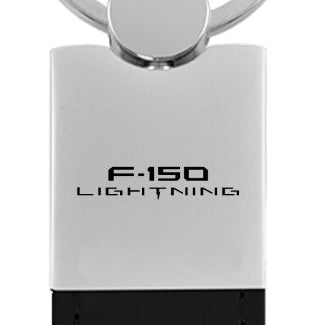 Ford F-150 Lightning Duo Leather / Chrome Key Fob - Black