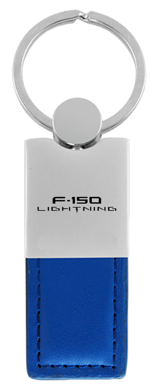 Ford F-150 Lightning Duo Leather / Chrome Key Fob - Blue