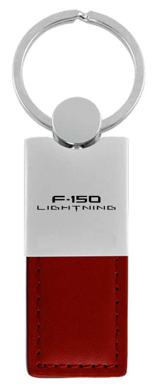 Ford F-150 Lightning Duo Leather / Chrome Key Fob - Burgundy