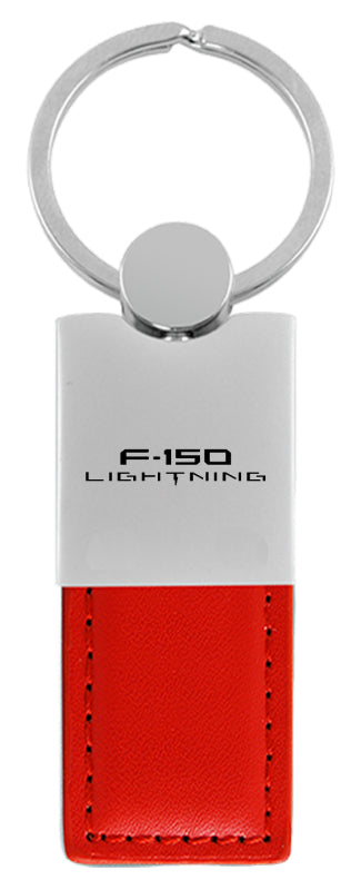 Ford F-150 Lightning Duo Leather / Chrome Key Fob - Red