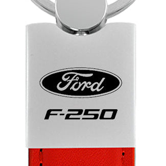 Ford F-250 Duo Leather / Chrome Key Fob - Red