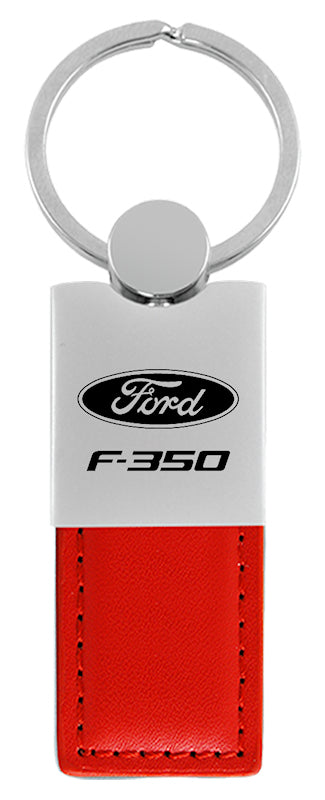 Ford F-350 Duo Leather / Chrome Key Fob - Red