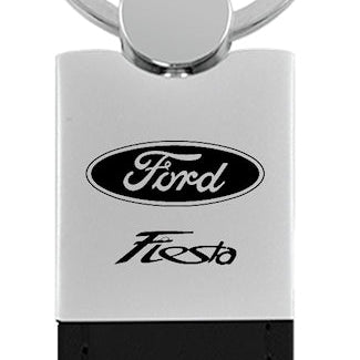 Ford Fiesta Duo Leather / Chrome Key Fob - Black