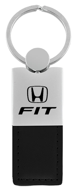 Honda Fit Duo Leather / Chrome Key Fob - Black