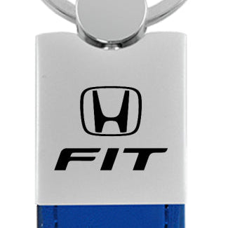 Honda Fit Duo Leather / Chrome Key Fob - Blue