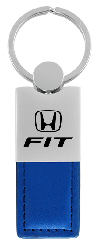 Honda Fit Duo Leather / Chrome Key Fob - Blue