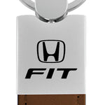 Honda Fit Duo Leather / Chrome Key Fob - Brown