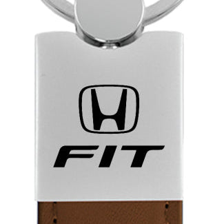 Honda Fit Duo Leather / Chrome Key Fob - Brown