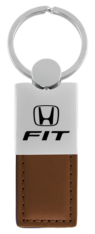 Honda Fit Duo Leather / Chrome Key Fob - Brown