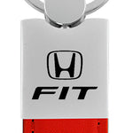 Honda Fit Duo Leather / Chrome Key Fob - Red