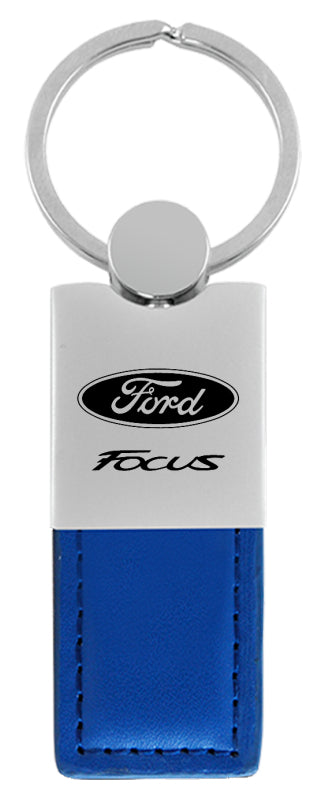 Ford Focus Duo Leather / Chrome Key Fob - Blue