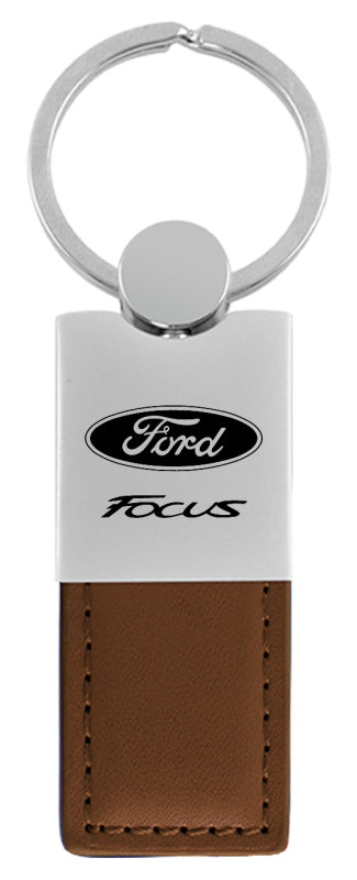 Ford Focus Duo Leather / Chrome Key Fob - Brown