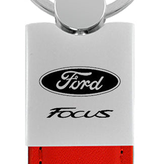 Ford Focus Duo Leather / Chrome Key Fob - Red