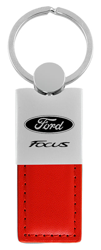 Ford Focus Duo Leather / Chrome Key Fob - Red