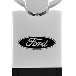 Ford Duo Leather / Chrome Key Fob - Black