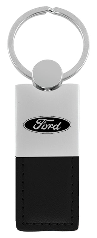 Ford Duo Leather / Chrome Key Fob - Black