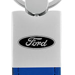 Ford Duo Leather / Chrome Key Fob - Blue