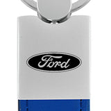 Ford Duo Leather / Chrome Key Fob - Blue