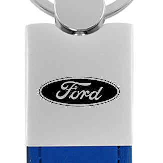 Ford Duo Leather / Chrome Key Fob - Blue