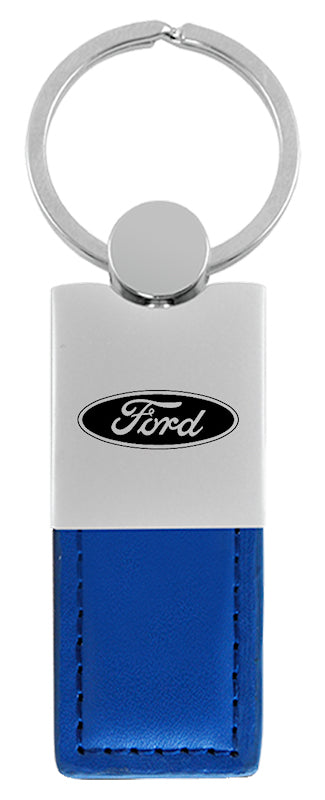 Ford Duo Leather / Chrome Key Fob - Blue