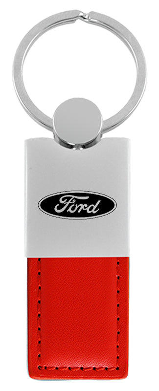 Ford Duo Leather / Chrome Key Fob - Red