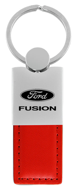 Ford Fusion Duo Leather / Chrome Key Fob - Red