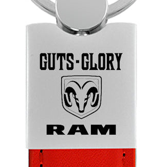 Ram Guts - Glory - Ram Duo Leather / Chrome Key Fob - Red