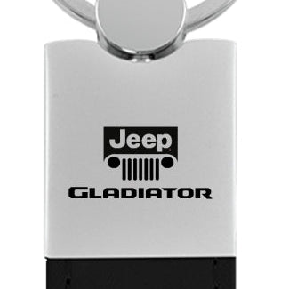 Jeep Gladiator Duo Leather / Chrome Key Fob - Black