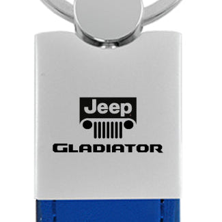 Jeep Gladiator Duo Leather / Chrome Key Fob - Blue