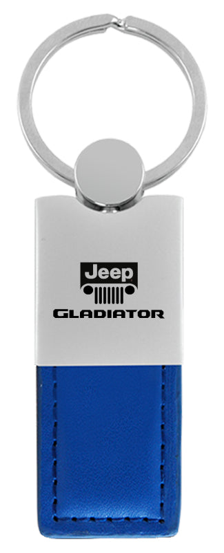 Jeep Gladiator Duo Leather / Chrome Key Fob - Blue