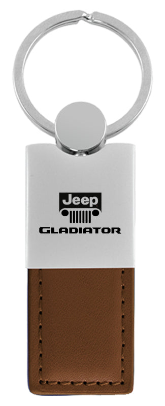 Jeep Gladiator Duo Leather / Chrome Key Fob - Brown