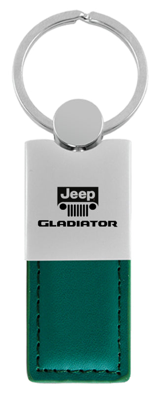 Jeep Gladiator Duo Leather / Chrome Key Fob - Green