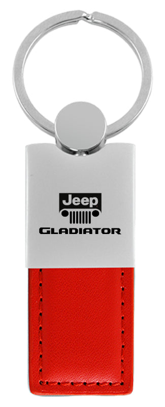 Jeep Gladiator Duo Leather / Chrome Key Fob - Red