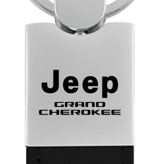 Jeep Grand Cherokee Duo Leather / Chrome Key Fob - Black