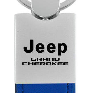 Jeep Grand Cherokee Duo Leather / Chrome Key Fob - Blue