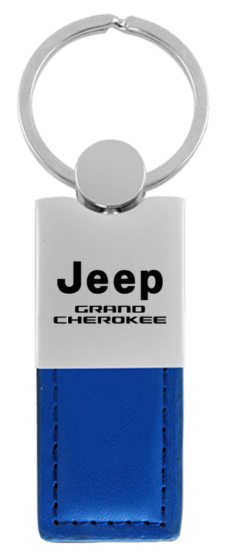 Jeep Grand Cherokee Duo Leather / Chrome Key Fob - Blue