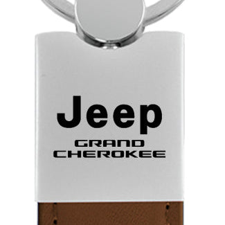 Jeep Grand Cherokee Duo Leather / Chrome Key Fob - Brown