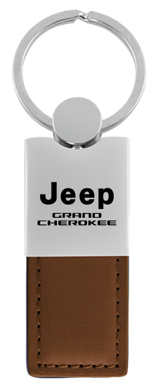 Jeep Grand Cherokee Duo Leather / Chrome Key Fob - Brown