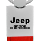 Jeep Grand Cherokee Duo Leather / Chrome Key Fob - Red