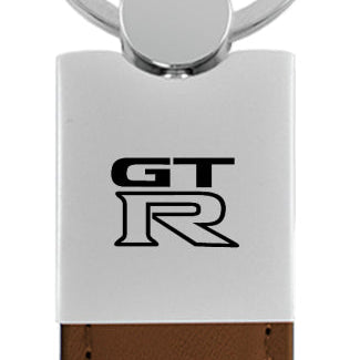 Nissan GTR Duo Leather / Chrome Key Fob - Brown